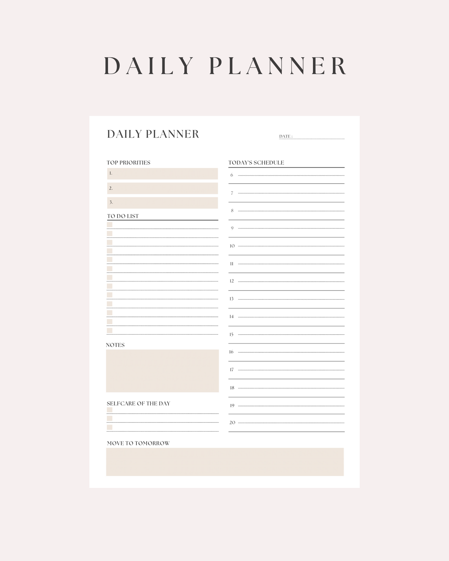 Plan for success – Daily planner insert